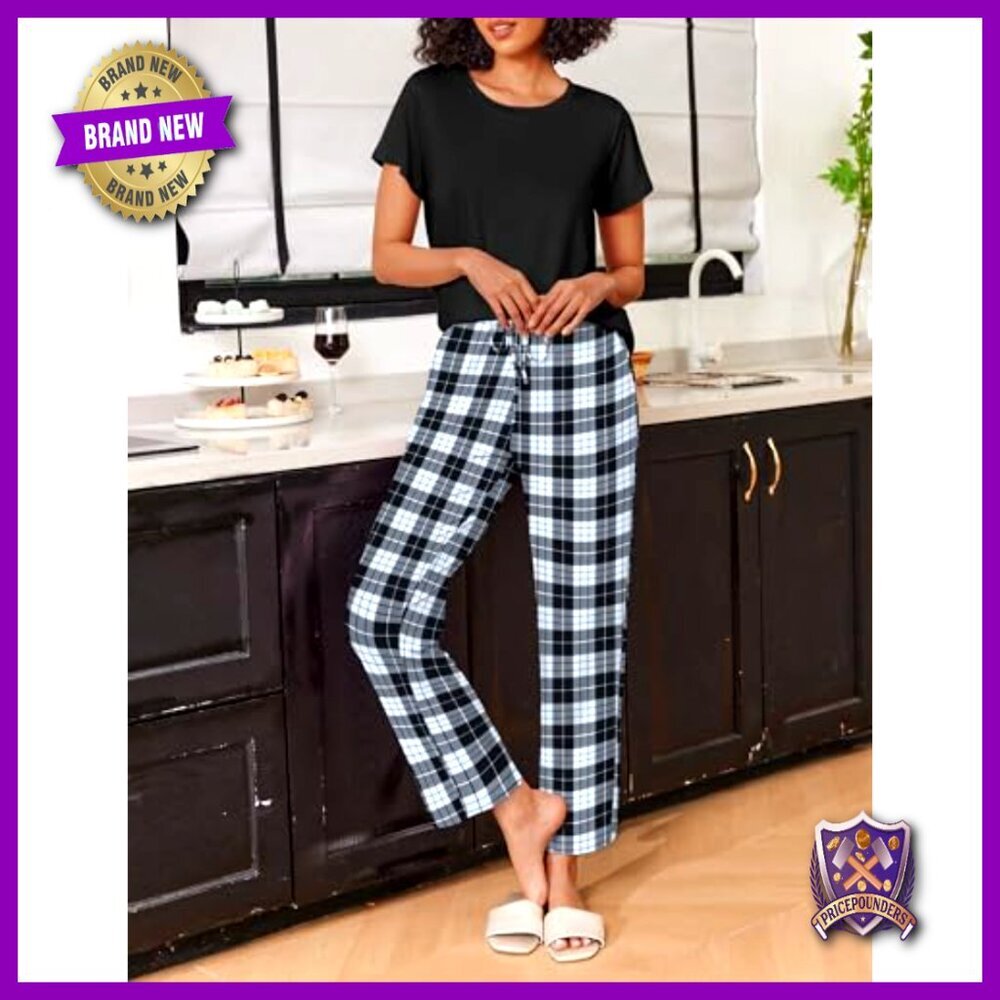 Large Soft Polyester Pajama Set with Pockets 2-Pack Sleepwear Lounge - Picture 2 of 7